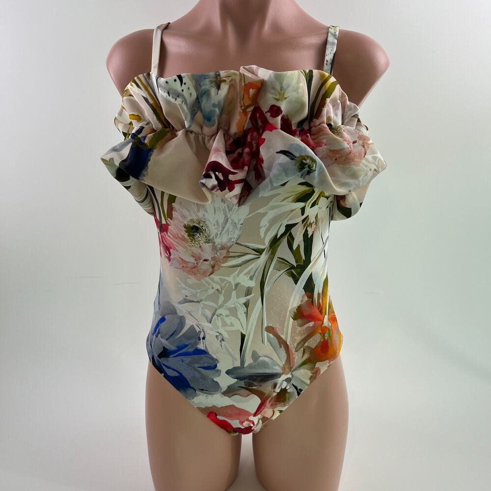 Chi One Piece Ruffle Floral Swimsuit Multicolor Size XS NWT